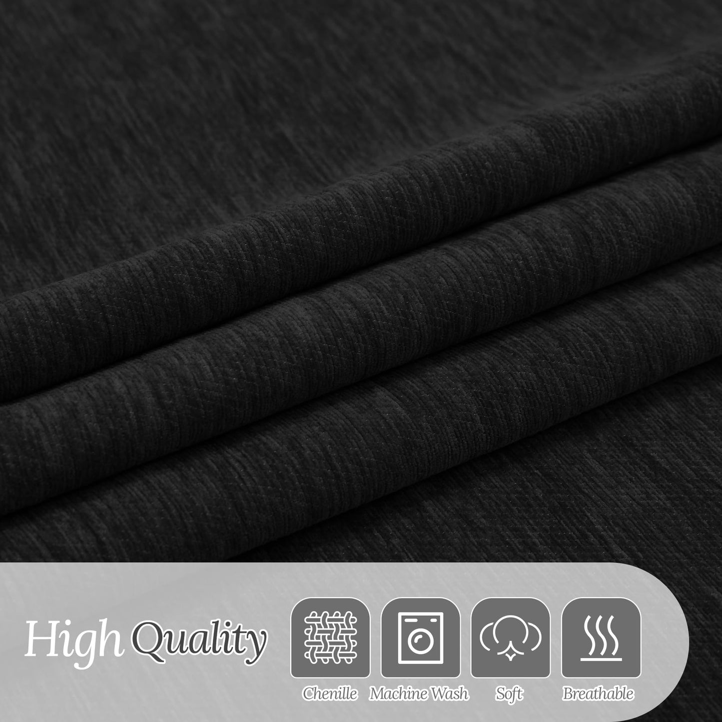 HDCAXKJ Corner Sectional Couch Covers for Dogs L Shape Sofa Cover with Tassel Chenille Super Soft Non Slip U Shaped Couch Cover Blanket Washable Sectional Slipcover Protector (Black, 71x212 inch)