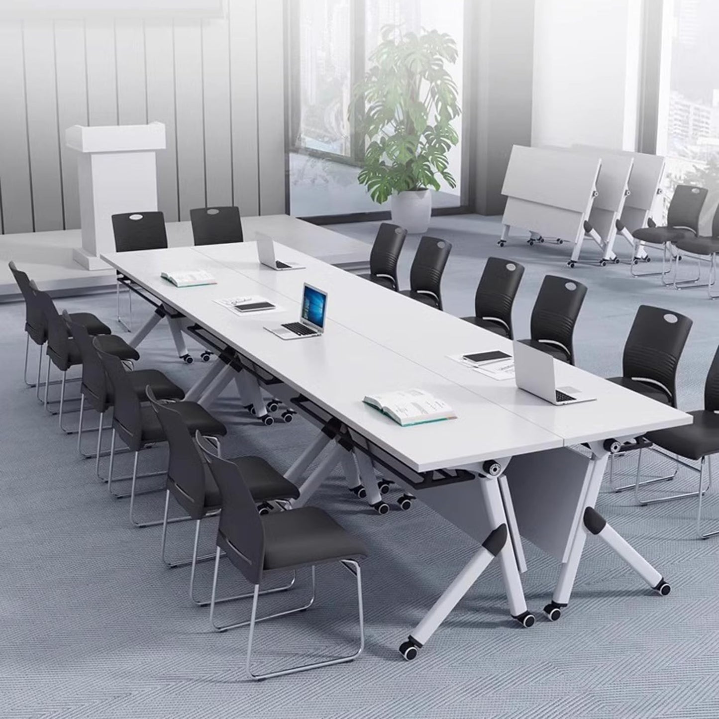 Commercial Furniture Indoor Outdoor Folding Training Table, Rectangular Folding Training and Event Table, Business Furniture for Office, School, Training Rooms