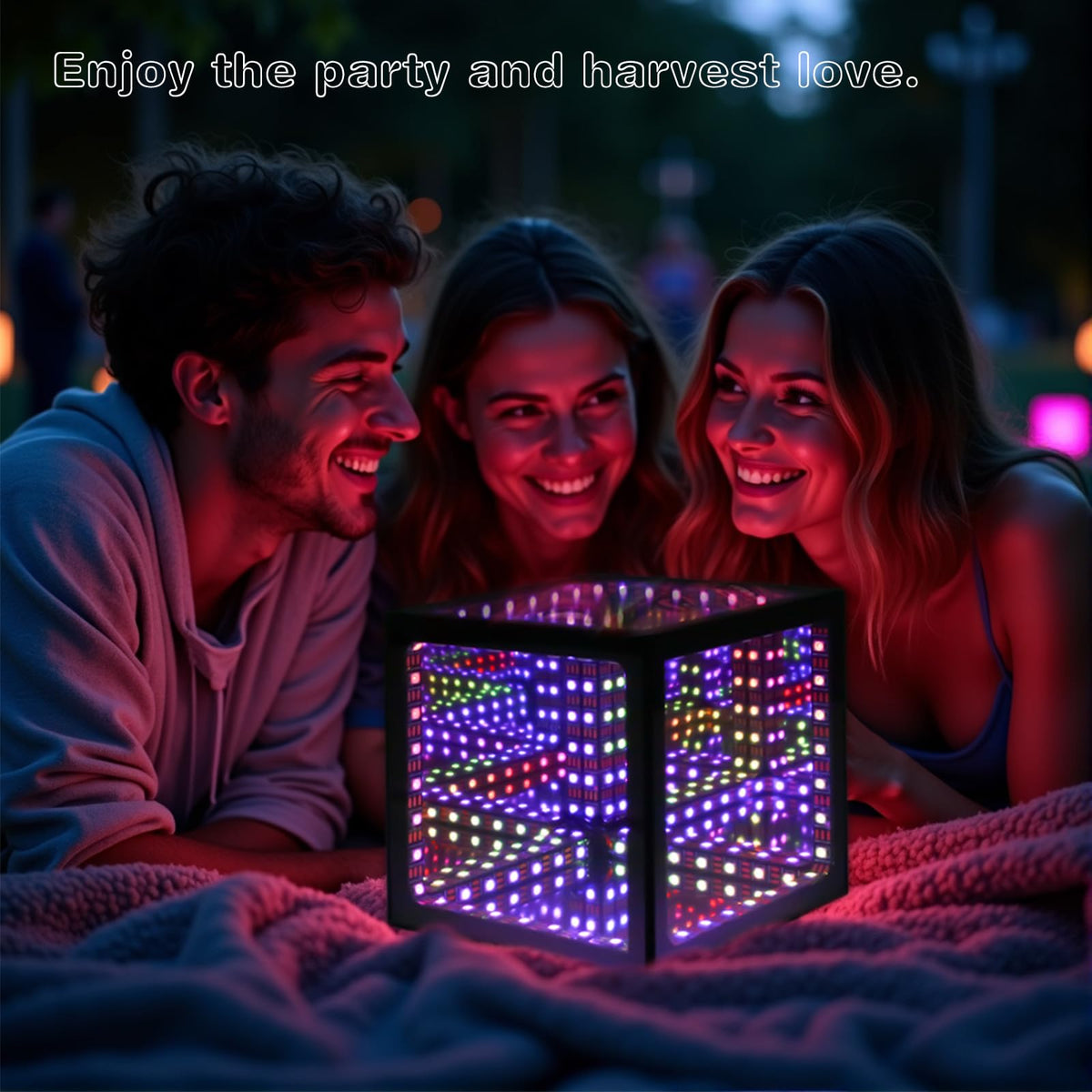 Heepulor Infinity Mirror Hyper Cube Table Lamp, Desk Art Night Light, Color-Changing Music-Sync APP-Controlled Ambient Light for Gaming, Party, Home, Gift (8.2 Inches)