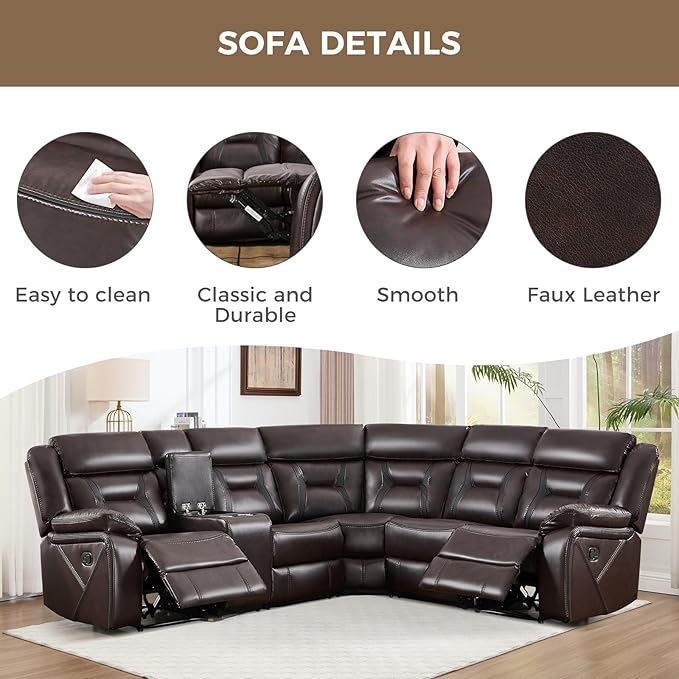 EBELLO Manual Reclining Sectional Sofa