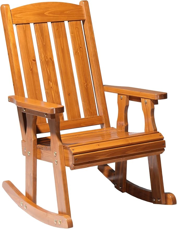 VINGLI Heavy Duty 600 LBS Outdoor Wooden Rocking Chair