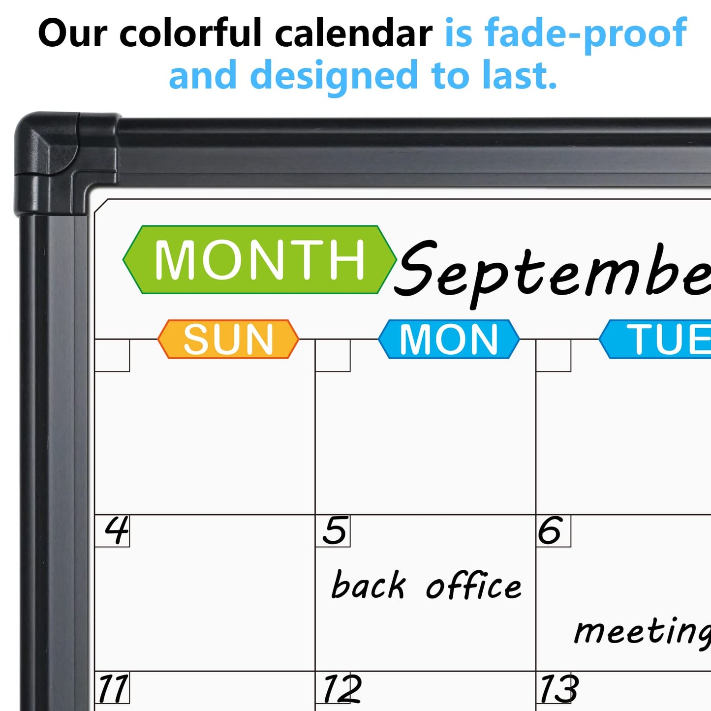 JILoffice Magnetic Dry Erase Calendar Whiteboard, 4 Month White Board Planner 36 X 24 Inch, Black Aluminum Frame Wall Mounted Board for Office Home and School