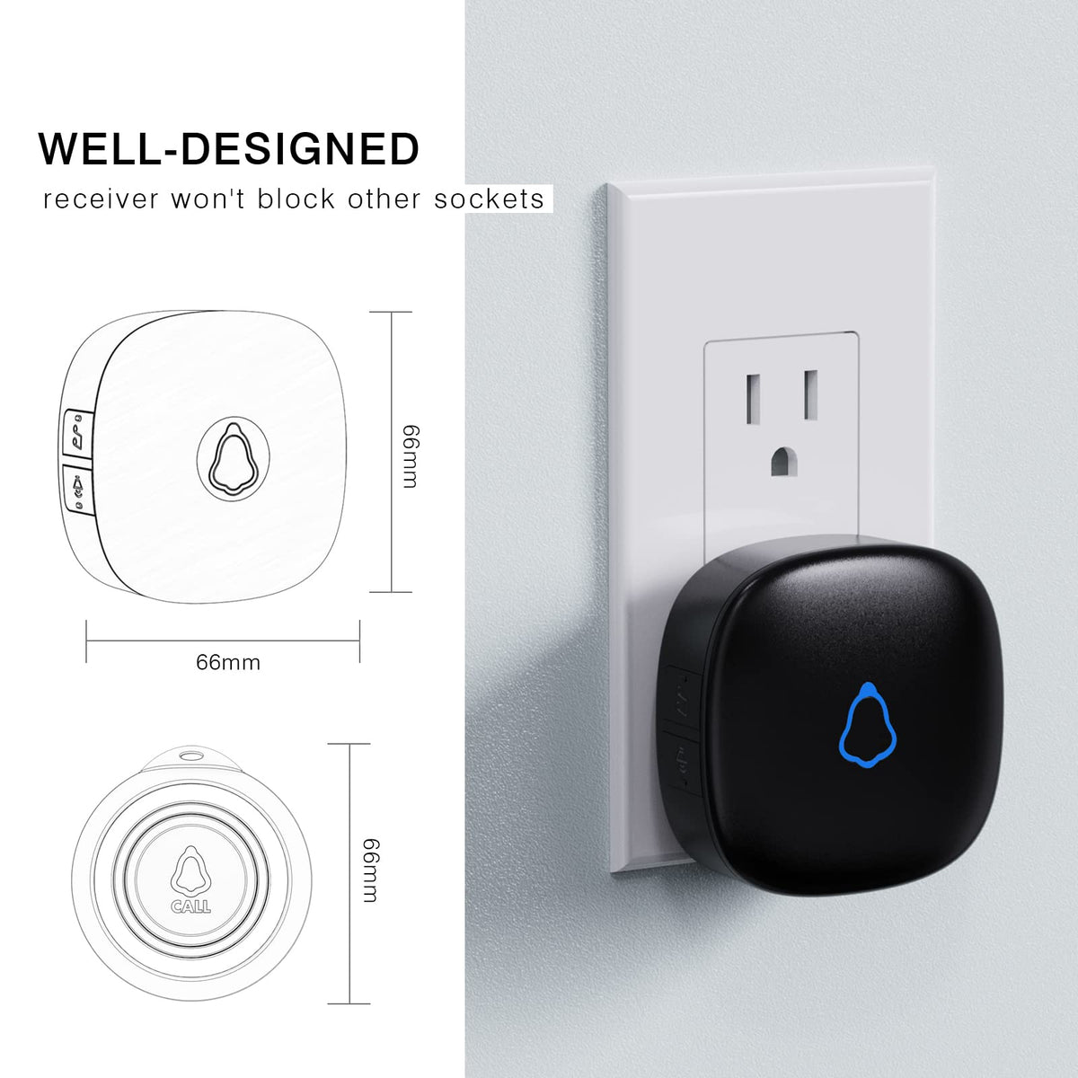 Caregiver Pager, Wireless Call Button for Seniors/Elderly at Home, 3 SOS Buttons + 2 Receivers Medical Life Alert System, Emergency Panic Call Bell, Nurse Calling & Patient Assistance Alarm