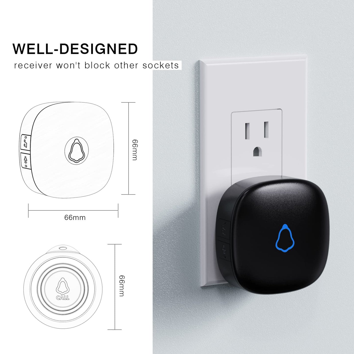 Caregiver Pager, Wireless Call Button for Seniors/Elderly at Home, 3 SOS Buttons + 3 Receivers Medical Life Alert System, Emergency Panic Call Bell, Nurse Calling & Patient Assistance Alarm