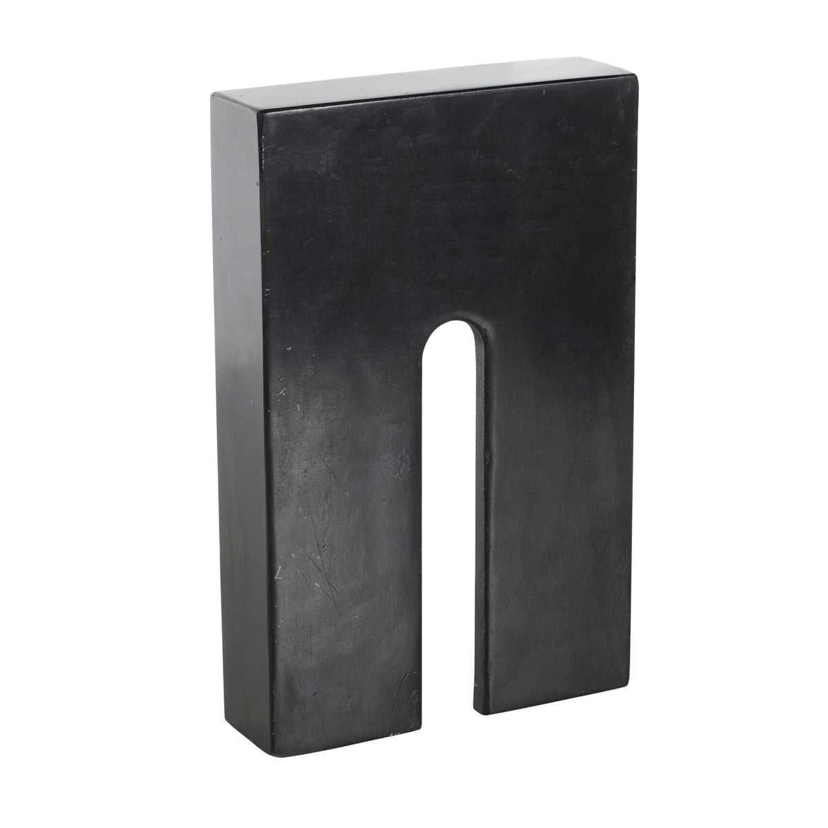 Deco 79 Marble Geometric Decorative Sculpture Rectangular Home Decor Statue with Arched Groove Interior, Accent Figurine 7" x 2" x 11", Black