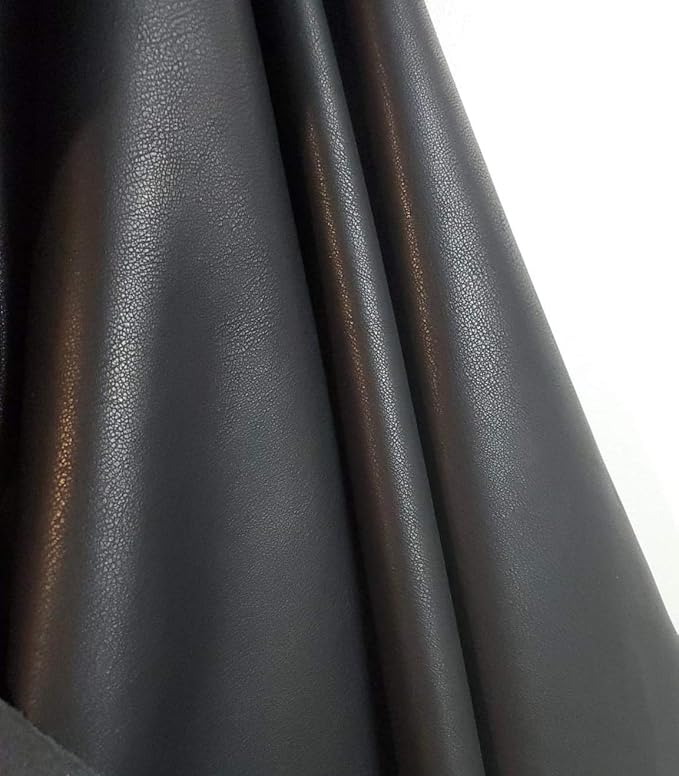 NAT Leathers | Black Thin Garment 0.6 mm Soft Faux Vegan Leather PU | 10 Yards