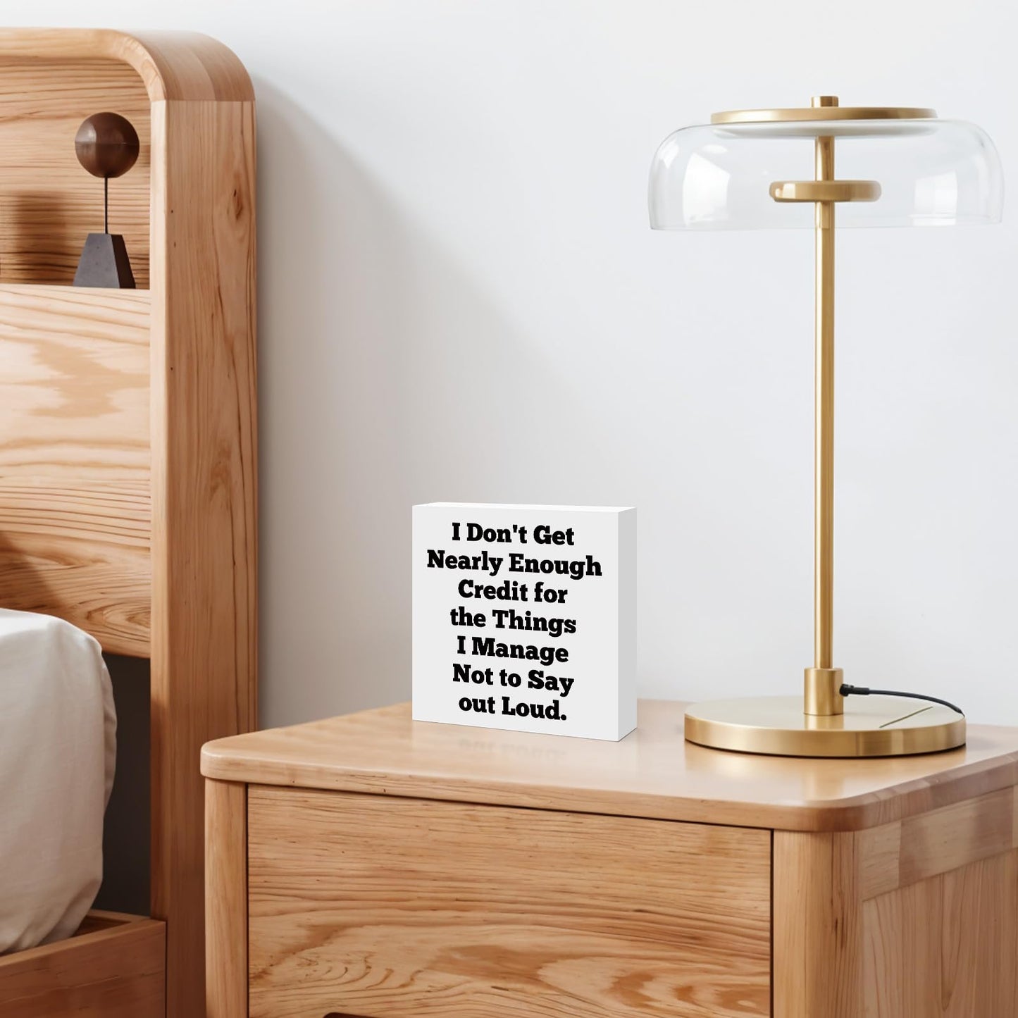 Funny Office Desk Decor Sign Wooden Block Sign Office Decoration Gifts for Women Men Friend Coworker Colleague Rustic Office Desk Tabletop Decoration