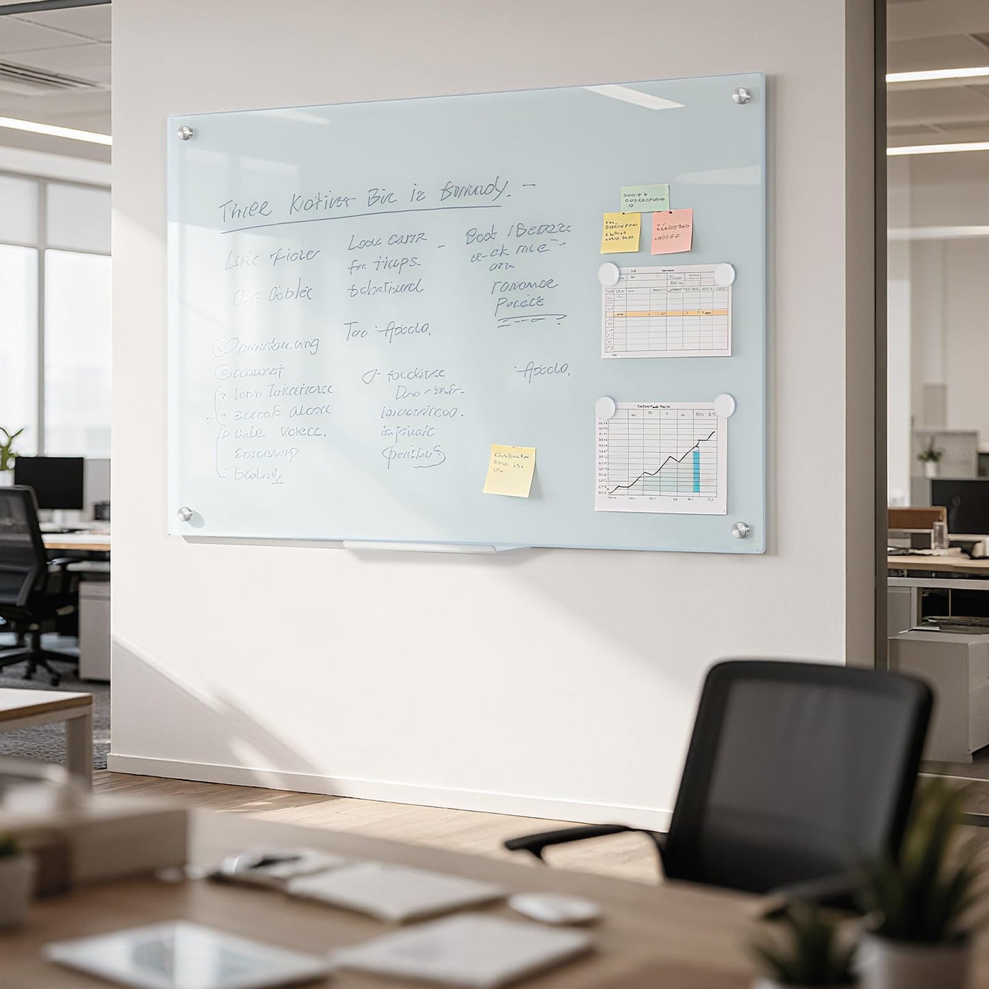 AMUSIGHT Glass Magnetic Dry Erase Board, 24" x 18" （2'x1.5'） Tempered Glass Whiteboard Wall Mounted Small White Board for Home, Office, School