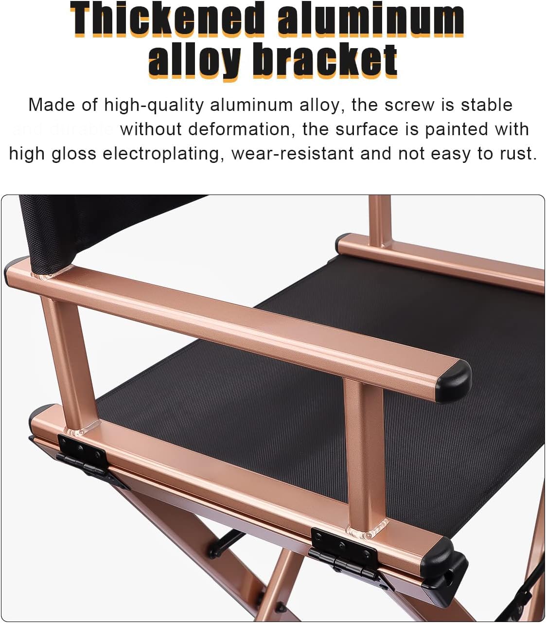 Lorvain Folable Makeup Artist Stool Chair, Protable Tall Folding Directors Chair, Aluminum Makeup Chair with Head Rest for Studio Salon Vanity, Bar Height - Gold Chairs