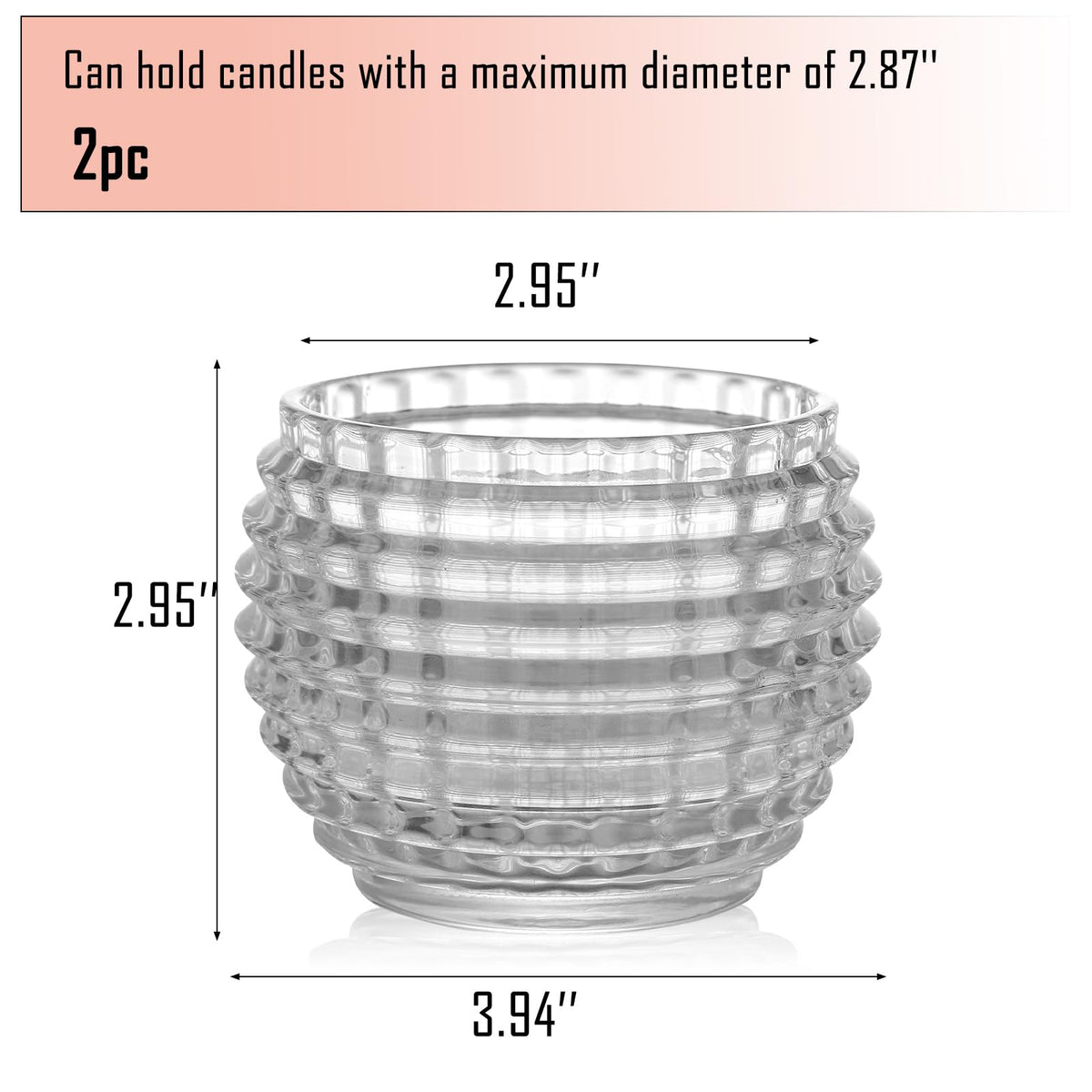 TkoYuHm 2 Pack Crystal Clear Glass Votive Candle Holders for Home Decor Round Bubble Tea Light Holder for Valentine’s Day Table Centerpiece Wedding