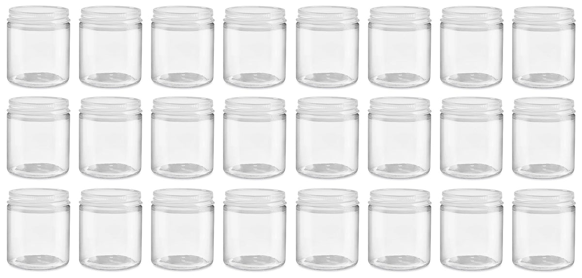 North Mountain Supply 4 Ounce Clear Glass Straight Sided Mason Canning Jars - With 58mm White Metal Lids - Case of 24