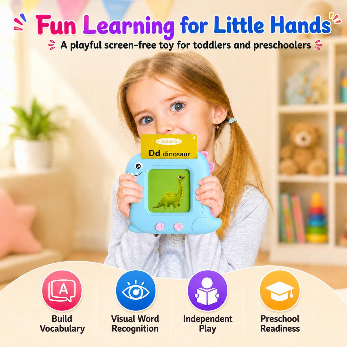 Winbaby Talking Flash Cards for Toddlers 1-5 Years – Montessori Educational Early Learning & Sensory Speech Therapy Toy with 336 Sight Words for Preschool Boys & Girls