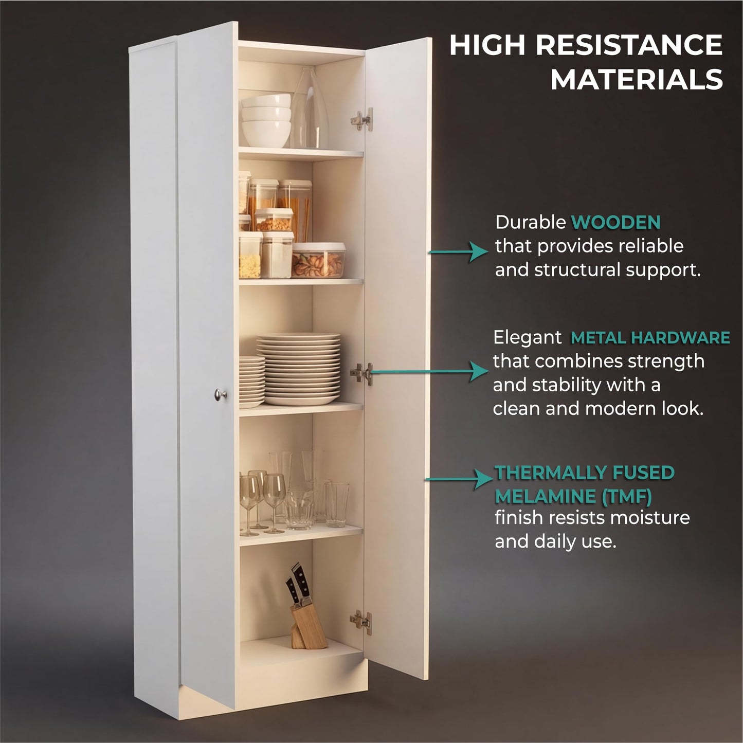 Tuhome Lambardi Tall Pantry Cabinet, 71.1" Freestanding Kitchen Pantry Storage Cabinet with 2 Doors and 4 Adjustable Shelves, Engineered Wood Pantry Organizers and Storage, Slim 11.8" Depth
