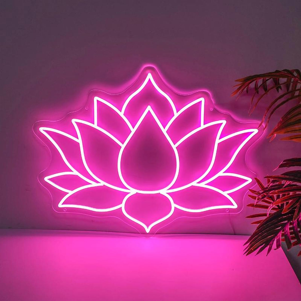 Geometric Lotus Flower Neon Sign – Mandala Style LED Wall Light for Yoga Room, Meditation Space, Indian Festival Decor, Zen Spiritual Wall Art 15” × 13”