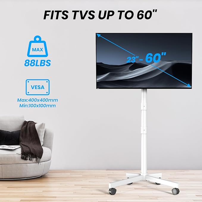 Mobile TV Cart Rolling TV Stand