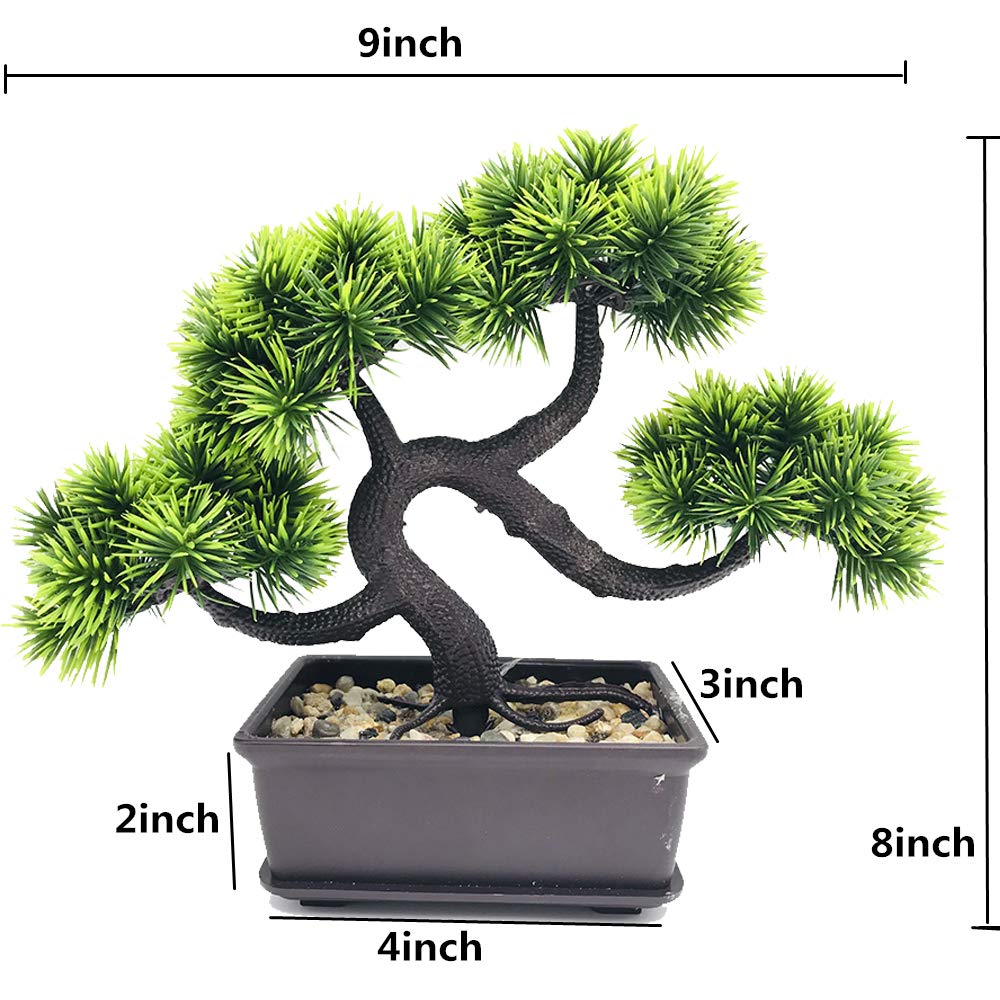 Fycooler Artificial Plants Fake Bonsai Pine Trees Plants Greenery Japanese Pine Bonsai Tree Desktop Display Simulation,Office,Living Room,Zen Garden Decoration Indoor Home Décor(2 Pack Potted)