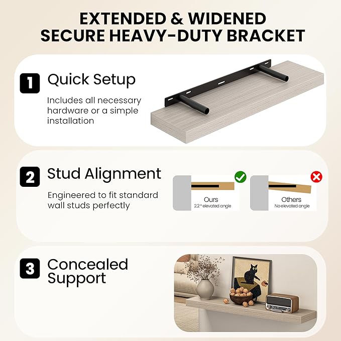 Fun Memories 67 Inch Fireplace Mantel Shelf, Deep Floating Shelves