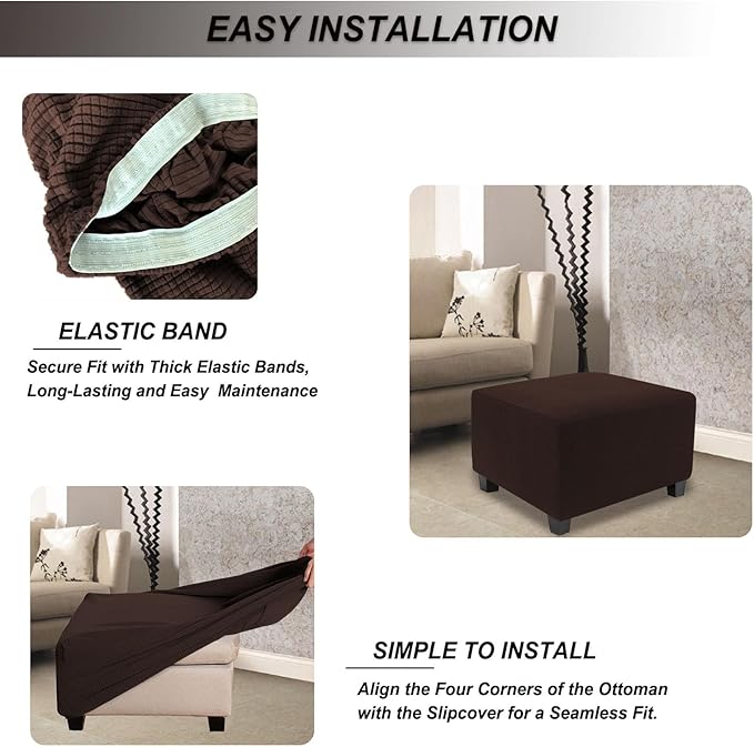 NeColorLife Stretch Ottoman Cover Square Oversized Soft Knitted Jacquard Thick