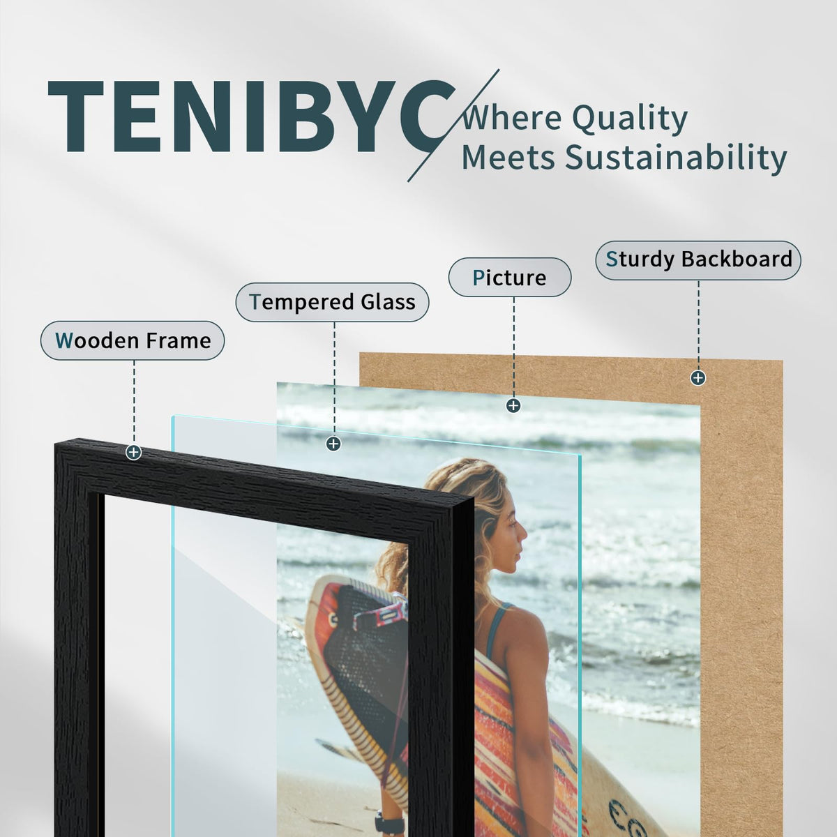 TENIBYC 12x18 Frame Set - 3 Pack, Textured Black Wooden Poster Frame with HD Tempered Glass, Room, Office, Gallery, Studio, and Hallway Decor - Wall Hanging