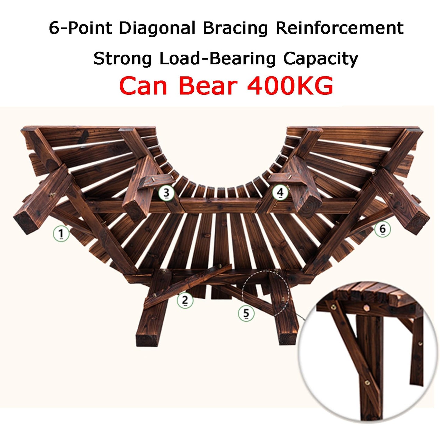 Fan-Shaped Wooden Tree Bench, Semi-Circular Patio Seat, Curved Garden Stool for Yard, Lawn & Poolside - Perfect Outdoor Furniture (Benches Only)