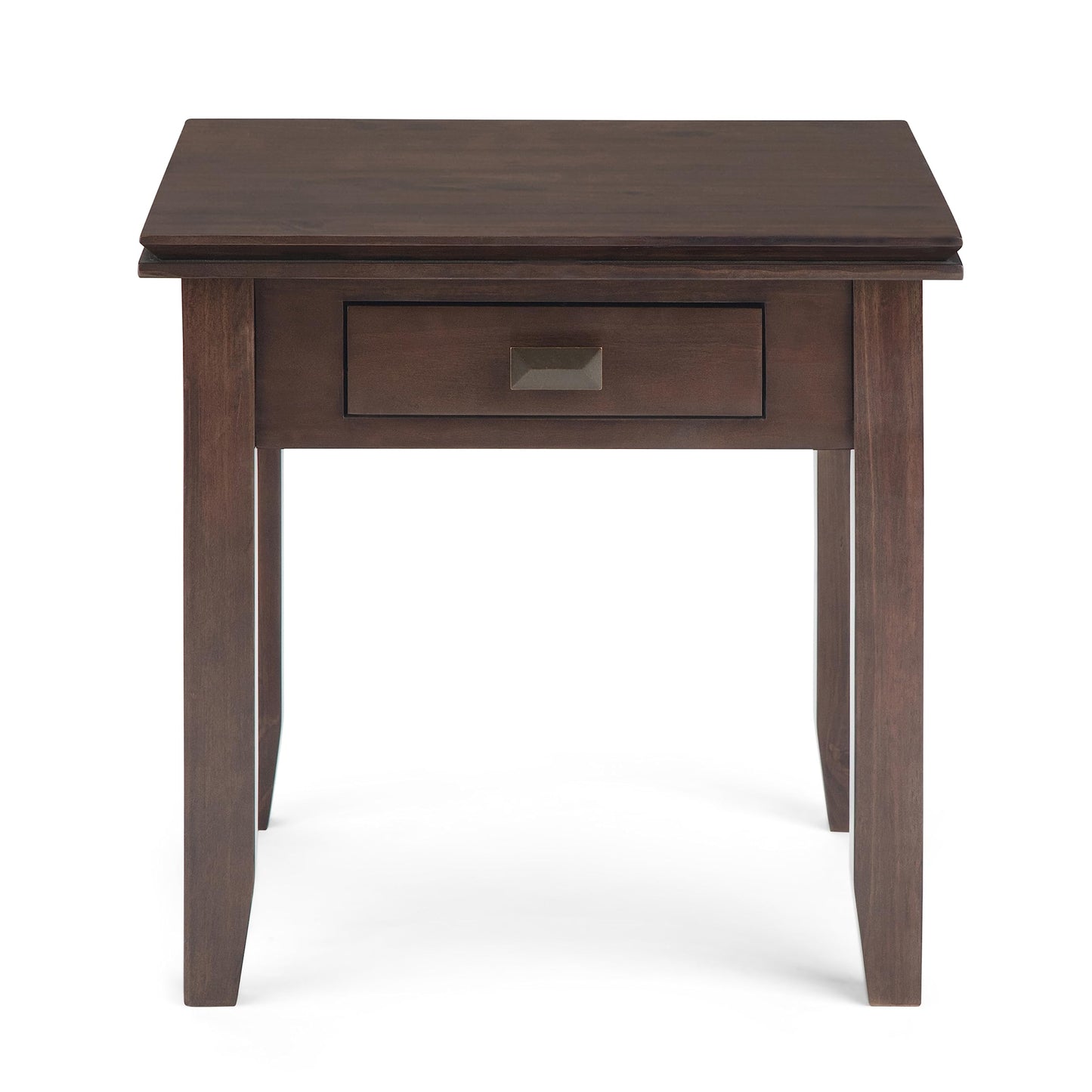 SIMPLIHOME Artisan End Table - 21 inch Wide Solid Wood Square Side Table with Drawer in Tobacco Brown, Transitional Nightstand or Lamp Stand for Living Room, Bedroom, or Entryway with Tapered Legs