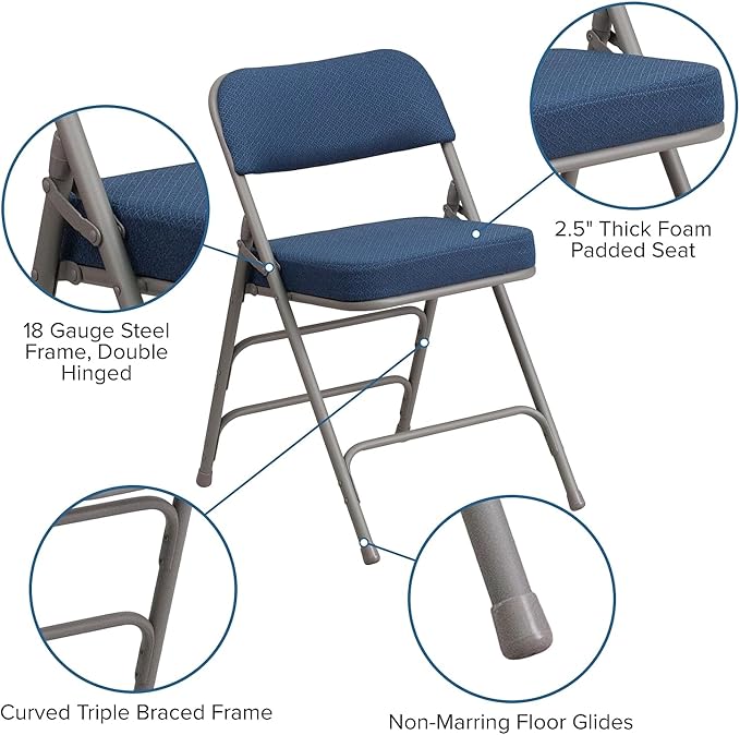 Flash Furniture 4 Pack HERCULES Series Premium Curved Triple Braced & Double