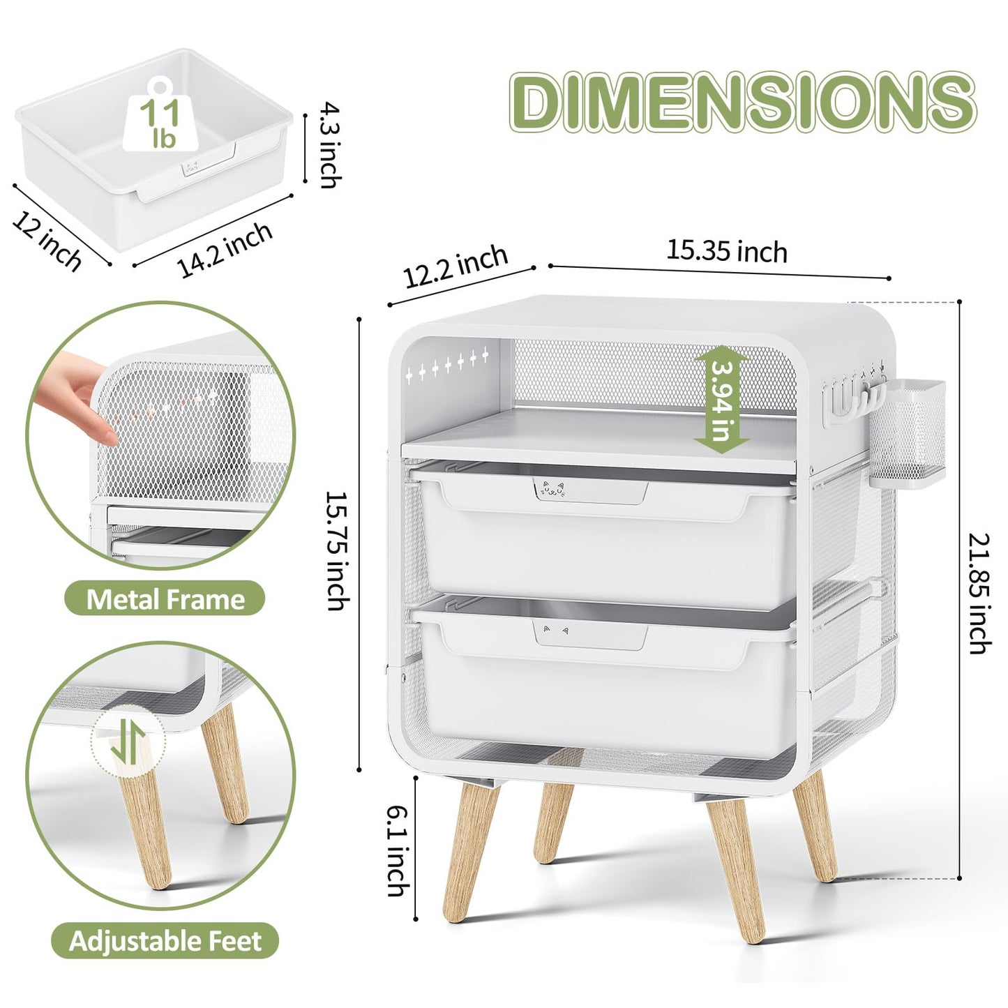 SYKIARIOL Kids Nightstand,White Night Stand,White Side Table,Bedside Table,Cute End Table with Storage Drawer for Girls boy
