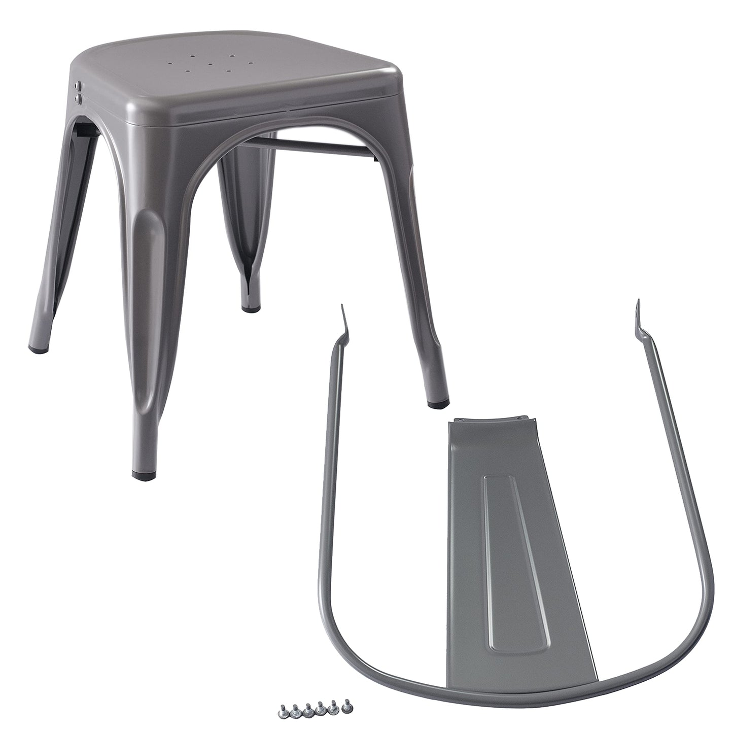 Amazon Basics Metal Dining Chairs, Easy to Assemble, Indoor/Outdoor, Stackable, 330-Pound Capacity, Dark Gray, 4-Pack, 20.1 x 17.1 x 33.5 inches