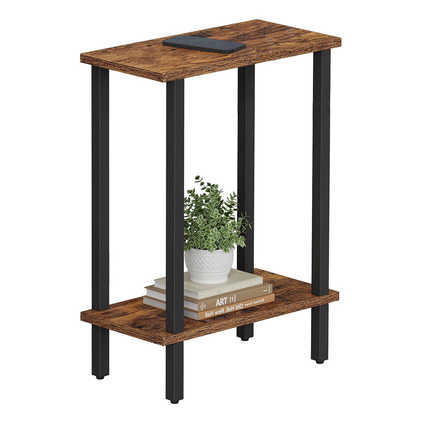 TUTOTAK Small Side Table, Narrow End Table, Skinny Sofa Table, Slim Nightstand, Couch Table, Living Room, Bed Room, Brown TB01BB062