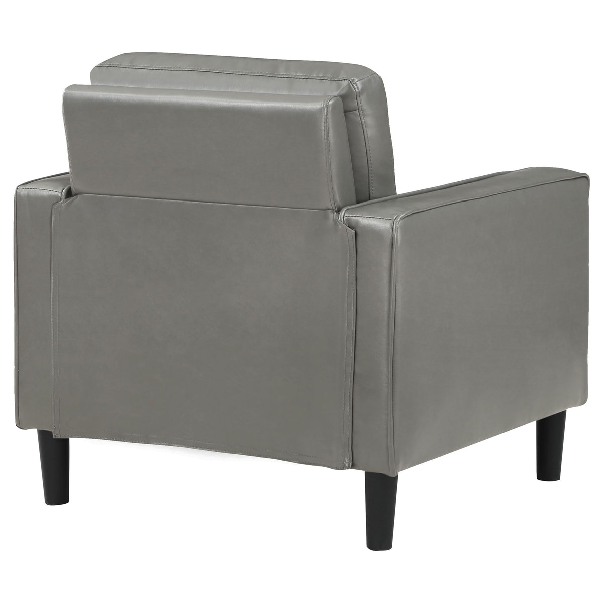 Coaster Home Furnishings - Ruth - Track Arm Accent Chair with Gray Faux Leather Upholstery, Foam Cushion and Tapered Legs - Living Room - Gray - 508367