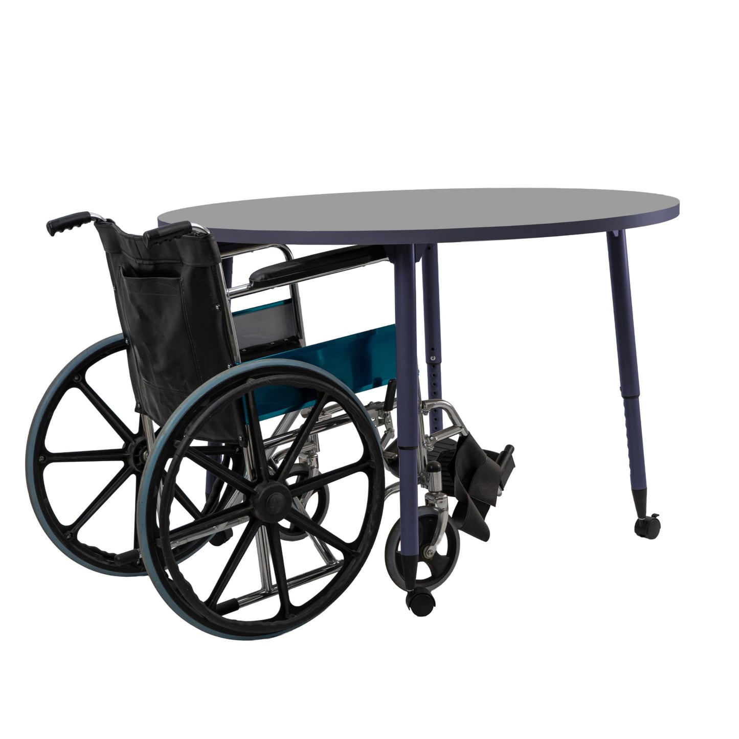 Adapte Commercial Classroom Activity Table - 48" Round, ADA Compliant Tapered Legs with Glides & Casters, Adjustable Height 22-34" Wheelchair Accessible, School & Office Furniture