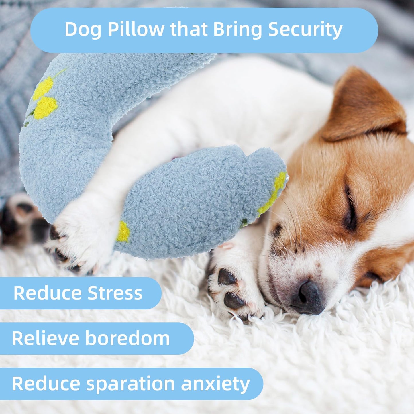 Hpmjz Dog Pillow Dogs Calming Pillow Soft Neck Pillow Anxiety Relief Sleeping Toy Ultra Soft High Density Washable Gift for Better Small Cats Joint