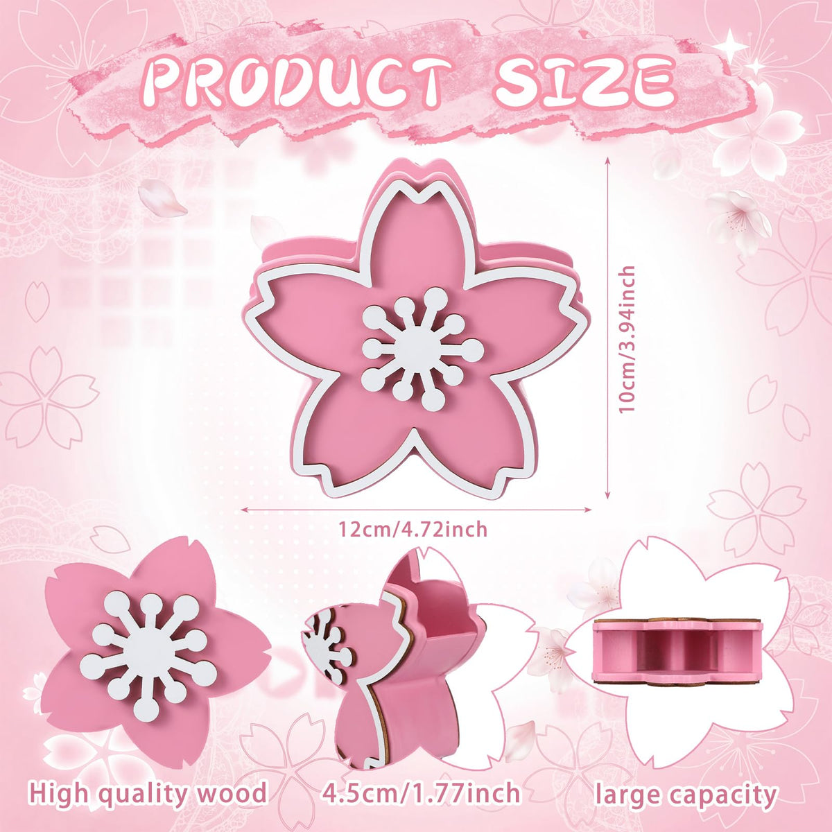 Tenceur Pink Cherry Blossom Holder for Desk Large Capacity Cherry Blossom Pencil Holder Coquette Supplies Desk Organizer Teacher Office Decor Makeup Brush Holders Back to School Gift for Girls Women