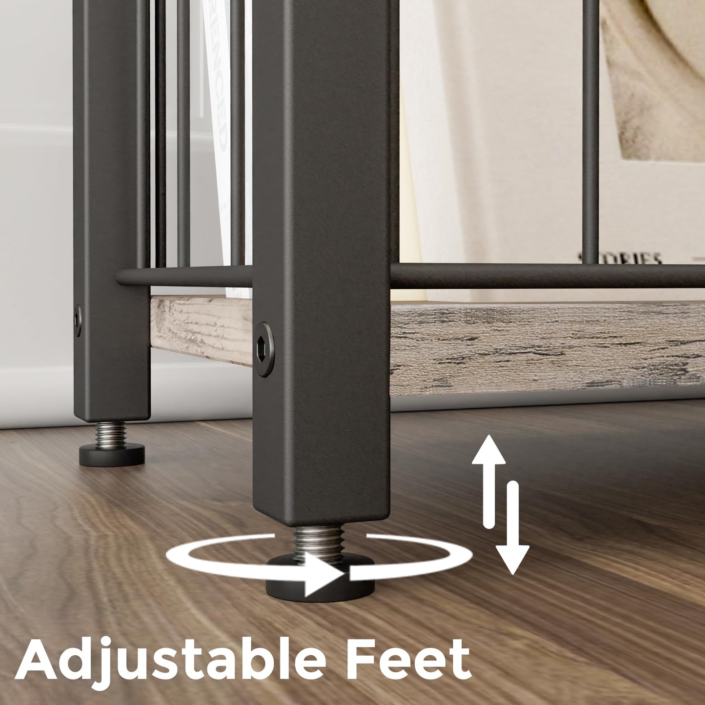 Homleke Narrow Side Table with Magazine Holder, Skinny End Table Perfect for Small Spaces, Space-Saving Design for Living Room, Bedroom, or Office, 7.1" D x 16.9" W x 23.6" H, Greige