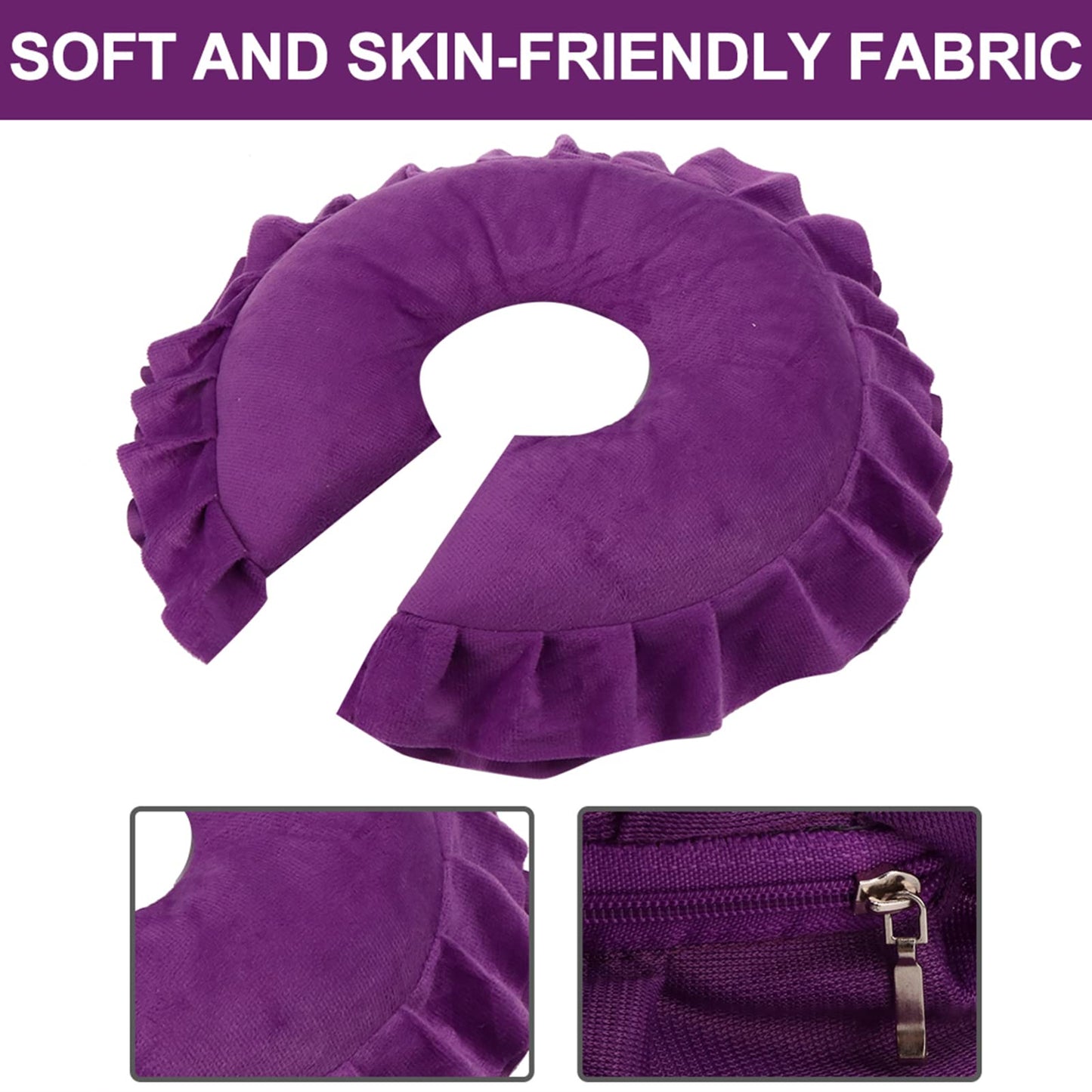 FILFEEL U Shaped Neck Support Cushion, Soft Face Pillow Cushion, SPA Salon Massage Bed U Shape Detachable Face Pillow, Travel Flight Neck Pad (U-Shaped Pillow-)