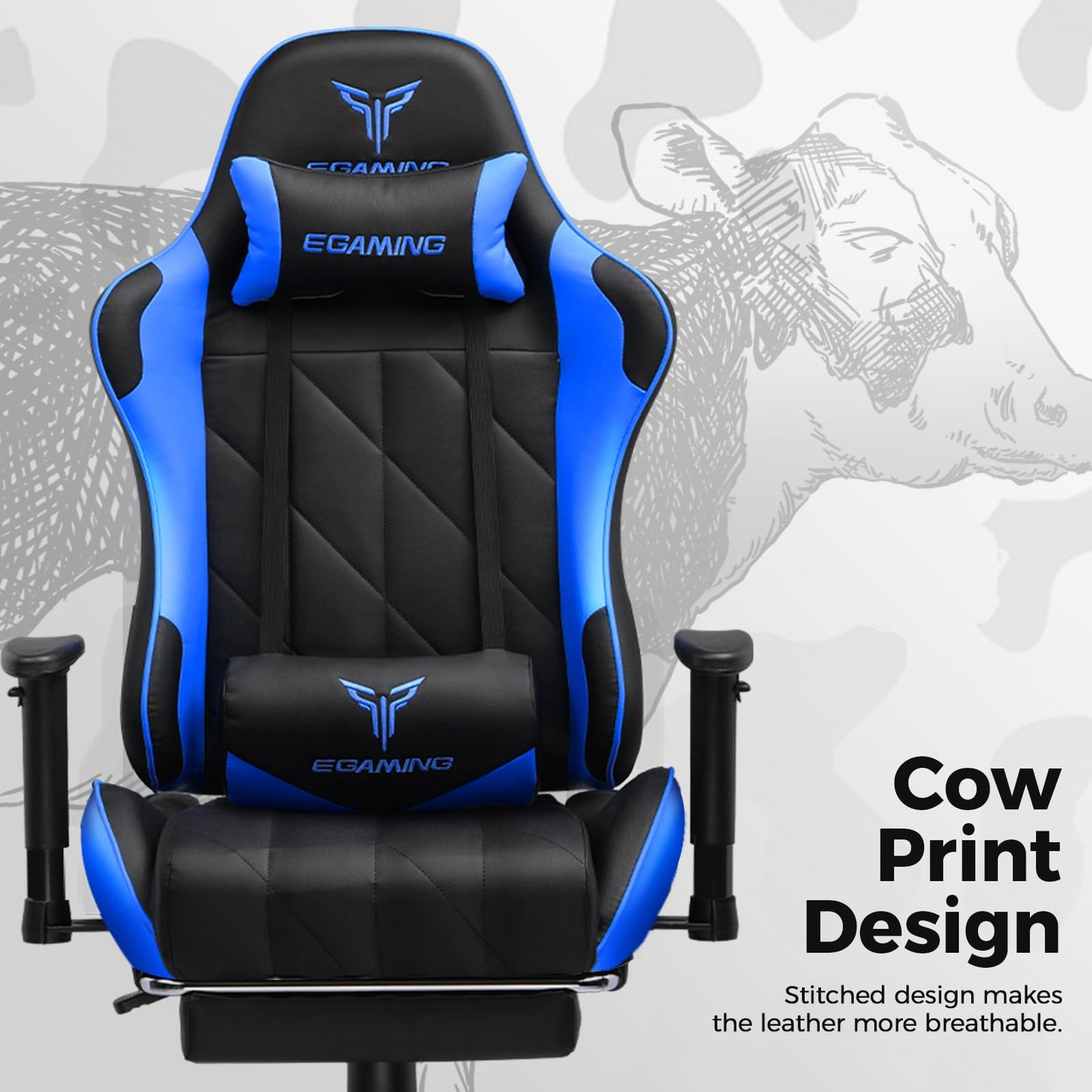 Gaming Chair, Big and Tall Video Game Chair with High Back PU Leather, Home Office Ergonomic Computer Chair with Footrest, Adjustable Height, 360° Swivel Wheels for Adults and Teens
