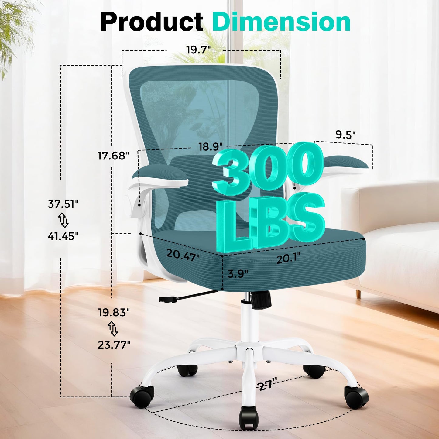 AreShark Office Chair - Ergonomic Breathable Mesh Desk Chair with Adjustable Lumbar Support and Flip-up Armrests - Executive High Back Rolling Swivel Comfortable Computer Gaming Chair for Home Office