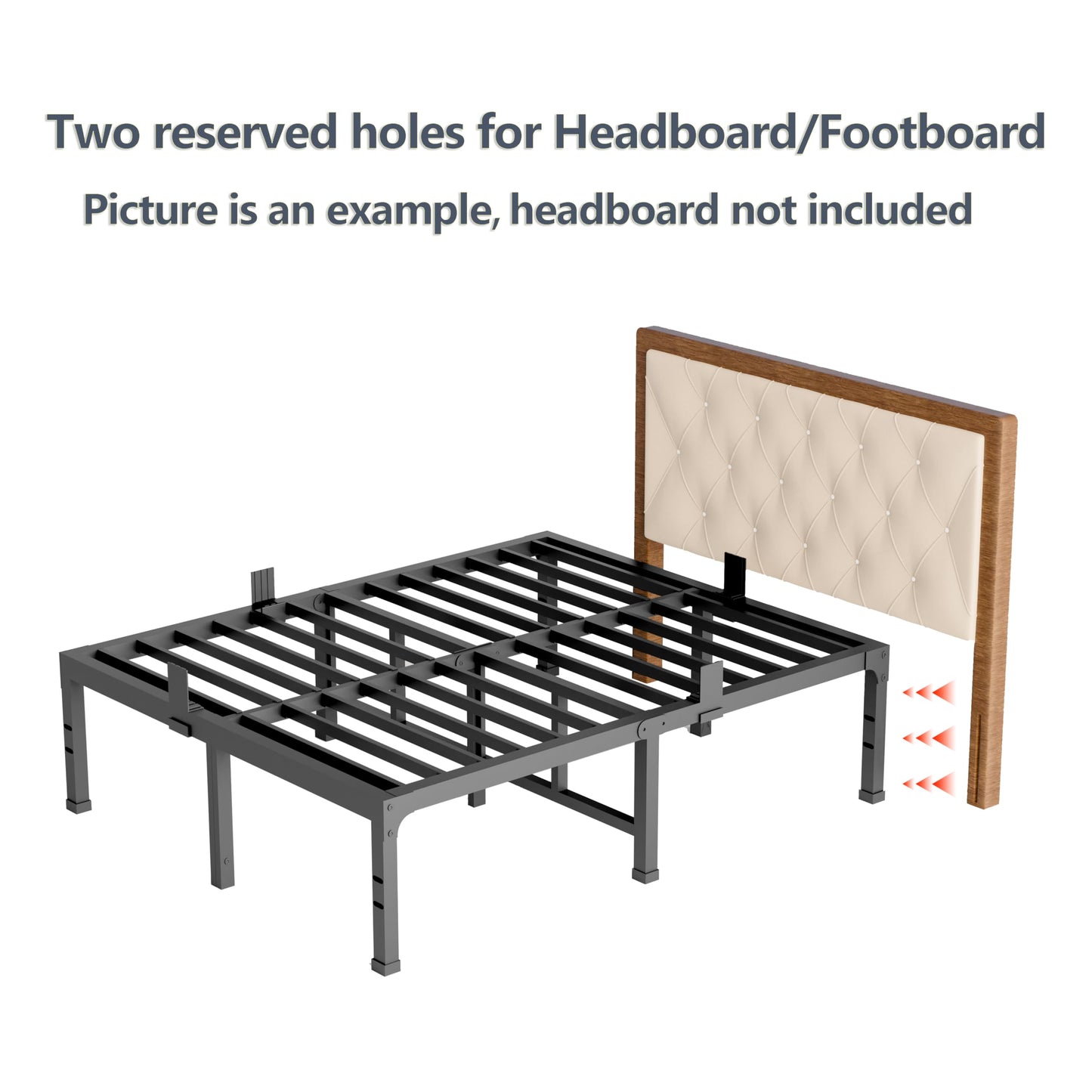 FUIOBYVV Full Size Bed Frame 18 inch Heavy Duty Metal Platform Bed Frame Full Support Up to 3500 lbs,No Box Spring Needed/No Shaking/Steel Slat Support/Noise Free/Easy Assembly