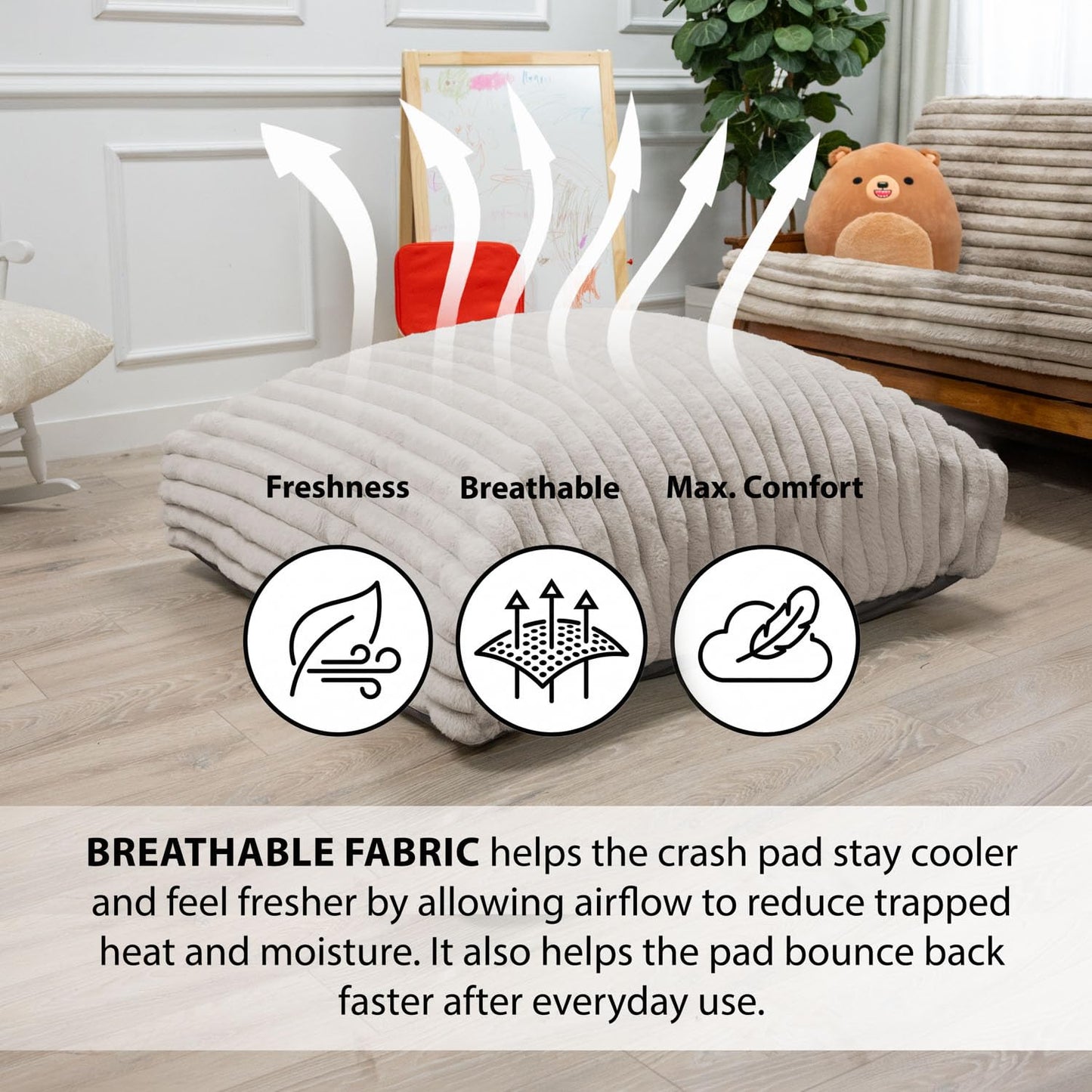Matini Home Crash Pad - Sensory Pad with Cover Foam Blocks for Kids and Adults, Ideal Gymnastics Equipment to Jump, Play or Relax - Light Gray 48" X 48"