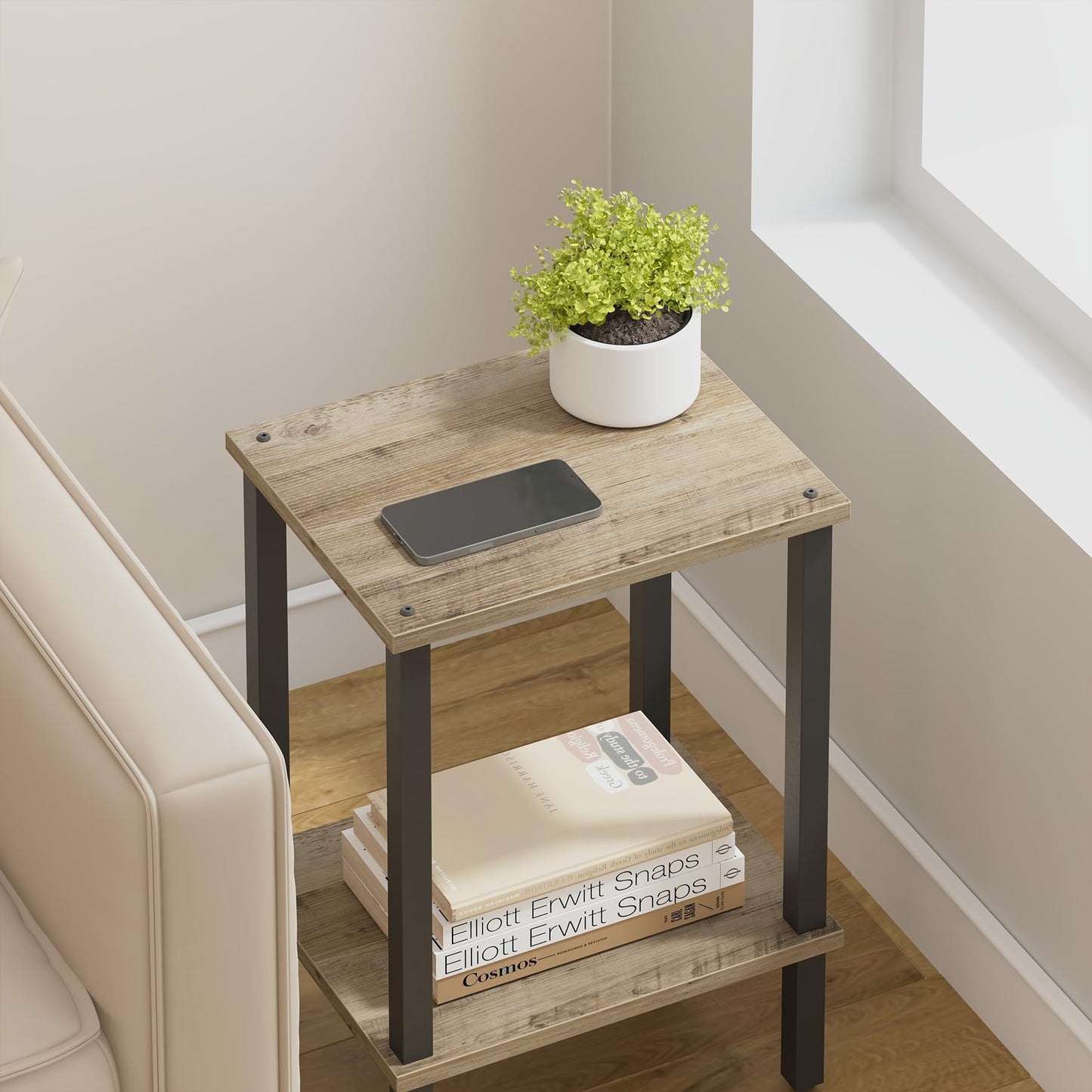 TUTOTAK End Table, Side Table, Nightstand, 2-Tier Storage Shelf, Sofa Side Table for Small Space, Living Room, Bed Room TB01BG034