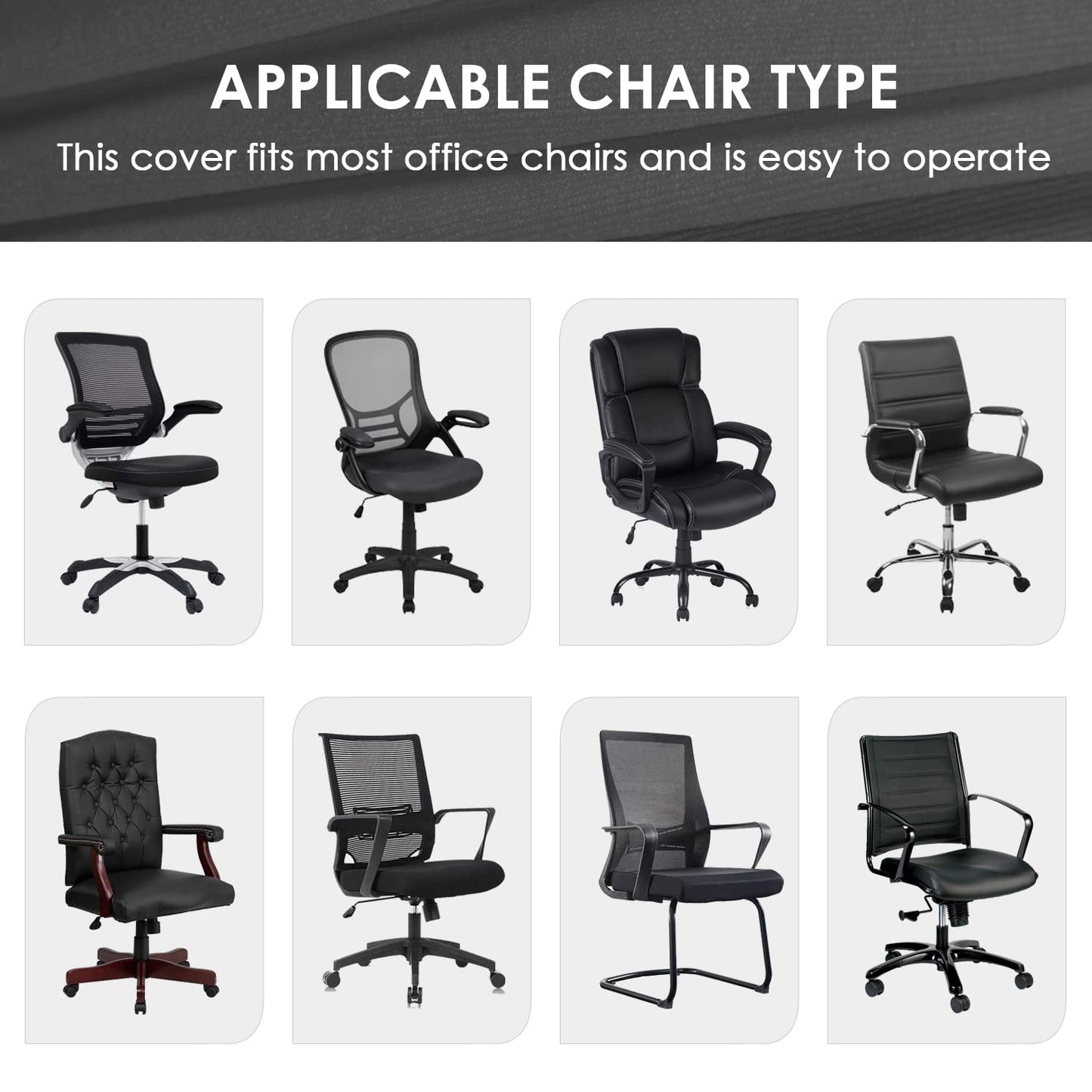 SARAFLORA Office Chair Covers- Medium, Brown- Removable Computer Chair Covers for Office Chair with Zipper for Universal Rotating Chair Desk Chair Cover Chair Seat Washable Protector for Pets