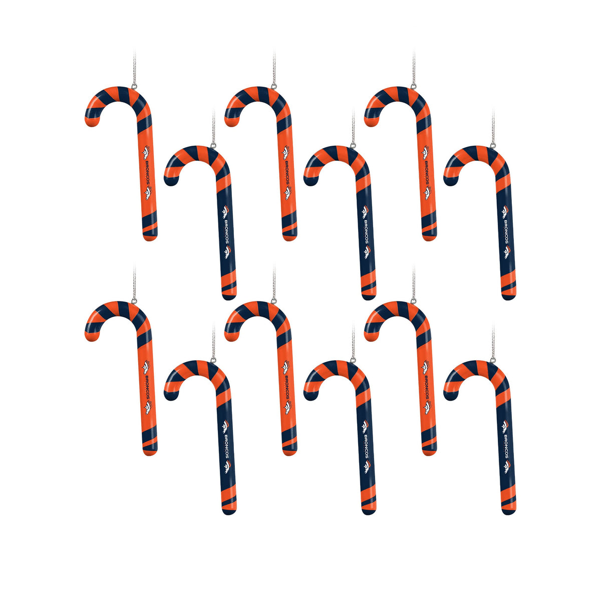 FOCO Denver Broncos NFL 12 Pack Candy Cane Ornament Set