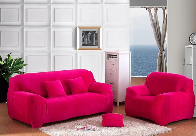 vctops 1-Piece Velvet Plush Stretch Loveseat Sofa Slipcover