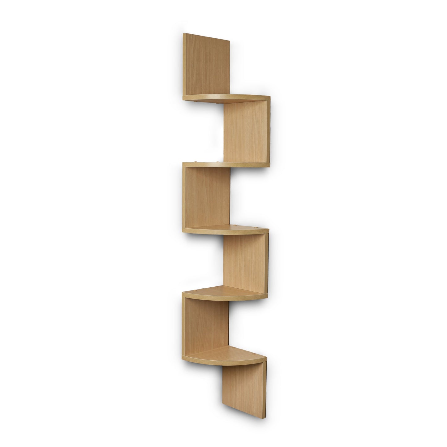 Danya B XF11035BH Large Decorative 5-Tier Corner Floating Wall Mount Display Shelving Unit - Beech Veneer