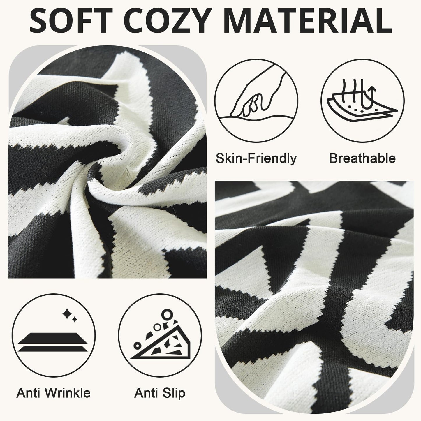 Royhom Sectional Couch Covers 2 Pieces, L Shaped Couch Cover Blanket, Boho Sofa Covers Washable, Sofa Slipcover with Tassel, Suitable for All Seasons (71"x110"+71"x118", Black)