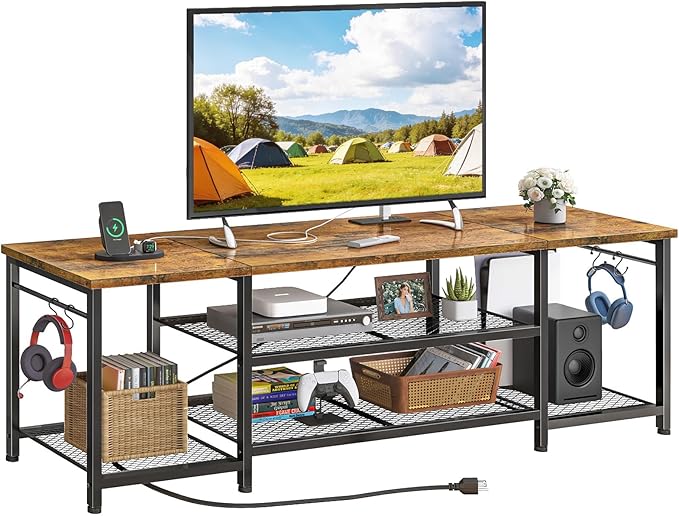 YGEOMER TV Stand for Up to 75 Inch TVs, Entertainment Center