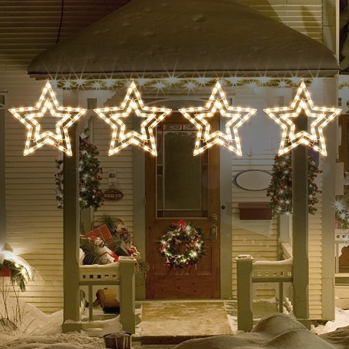 XMASLAND 14 Inch Christmas Window Silhouette Lights Decorations, 50L Christmas Sculpture,Including:Starx1