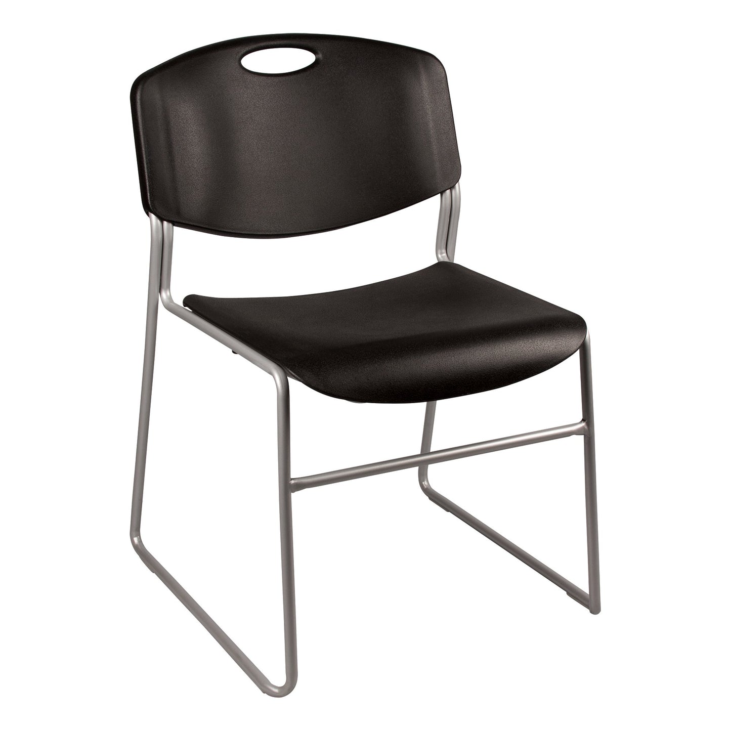 Norwood Commercial Furniture Heavy-Duty Plastic Stacking Chair, Black Seat w/Silver Mist Frame, NOR-FEI1059BK-SO (Pack of 4)