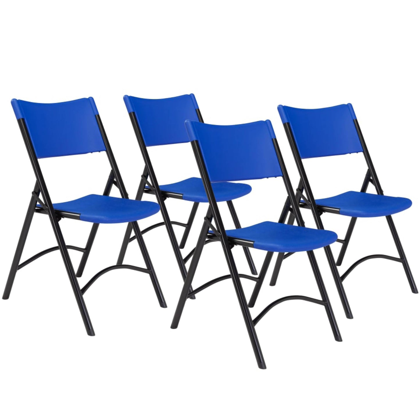 Plastic Portable Folding Chairs by National Public Seating – 600 Series Premium Lightweight Foldable Chairs for Indoor & Outdoor, Set of 4 – Comfortable, Durable, Institutional-Grade, Blue