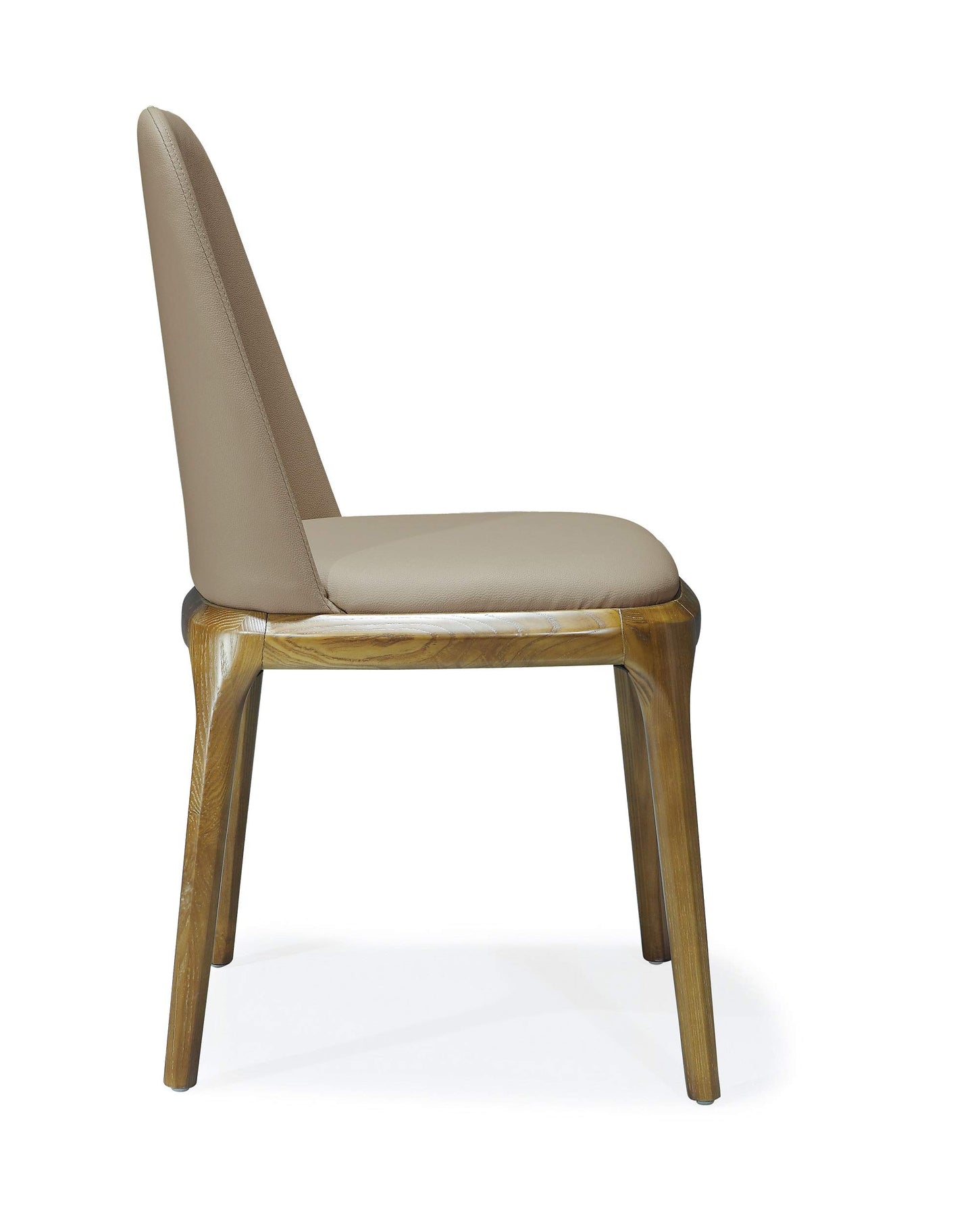 Manhattan Comfort Courding Mid Century Modern Faux Leather Dining Chair with Comfortable Foam Padding & Durable Solid Ash Wood, Fully Assembled Accent Kitchen Furniture, Set of 1, Tan